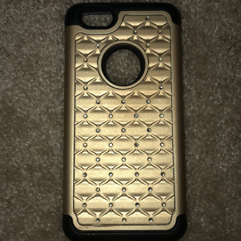 2 Piece IPHONE 6/6s/7/7s Bedazzled Gold Case